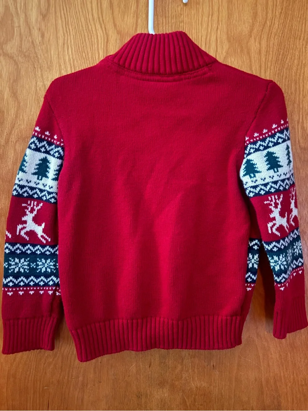 Christmas Holiday Sweater, Half-Zip, Red Knit, Pull Over, Toddler Boy, 3T